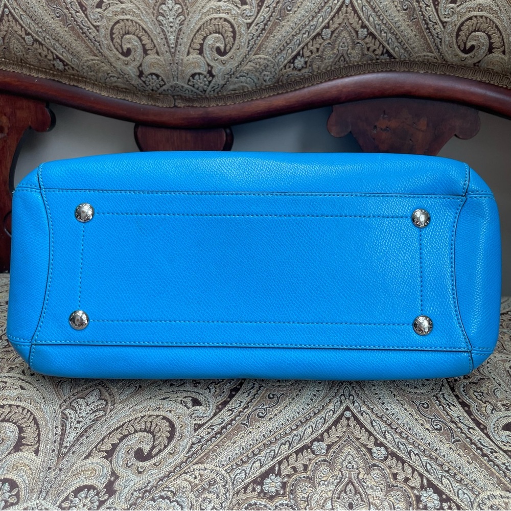 Coach Crossgrain Leather Margot Carryall Shoulder Bag Crossbody Sky Blue F34607 - Picture 9 of 16
